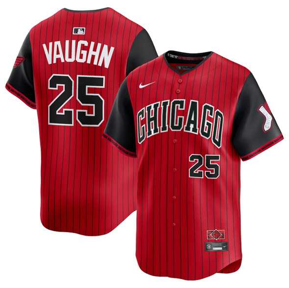Men%27s Chicago White Sox #25 Andrew Vaughn Red Black 2025 City Connect Limited Stitched Jersey Dzhi->chicago white sox->MLB Jersey